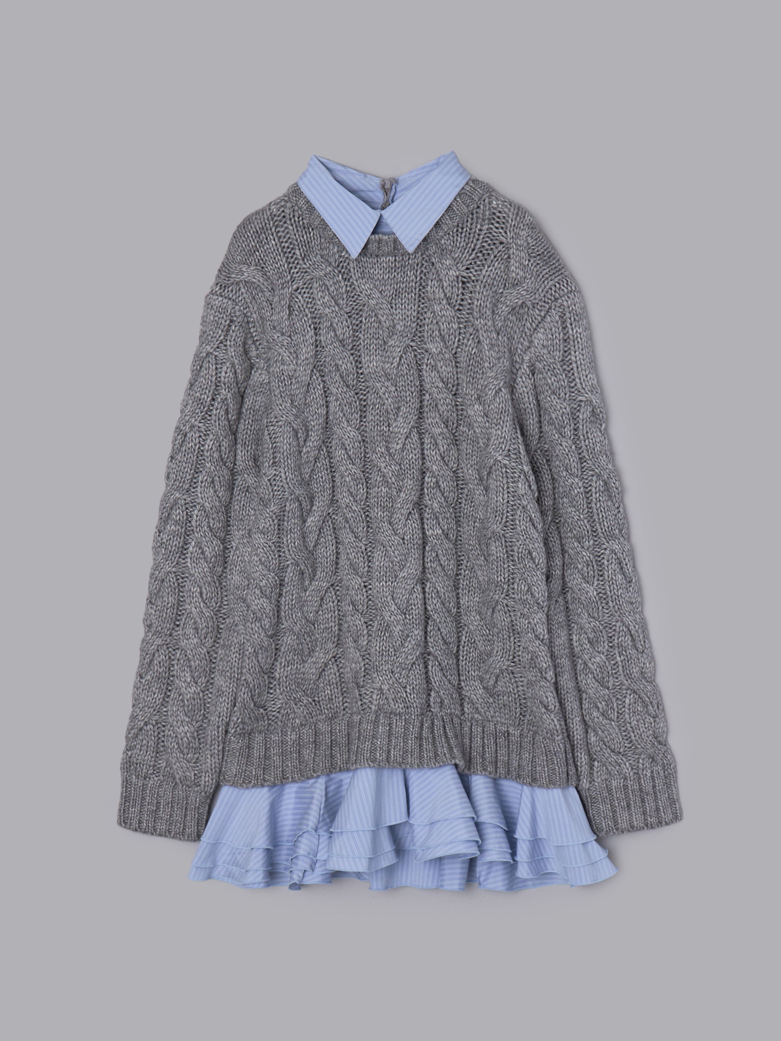 フリルレイヤードケーブルニット