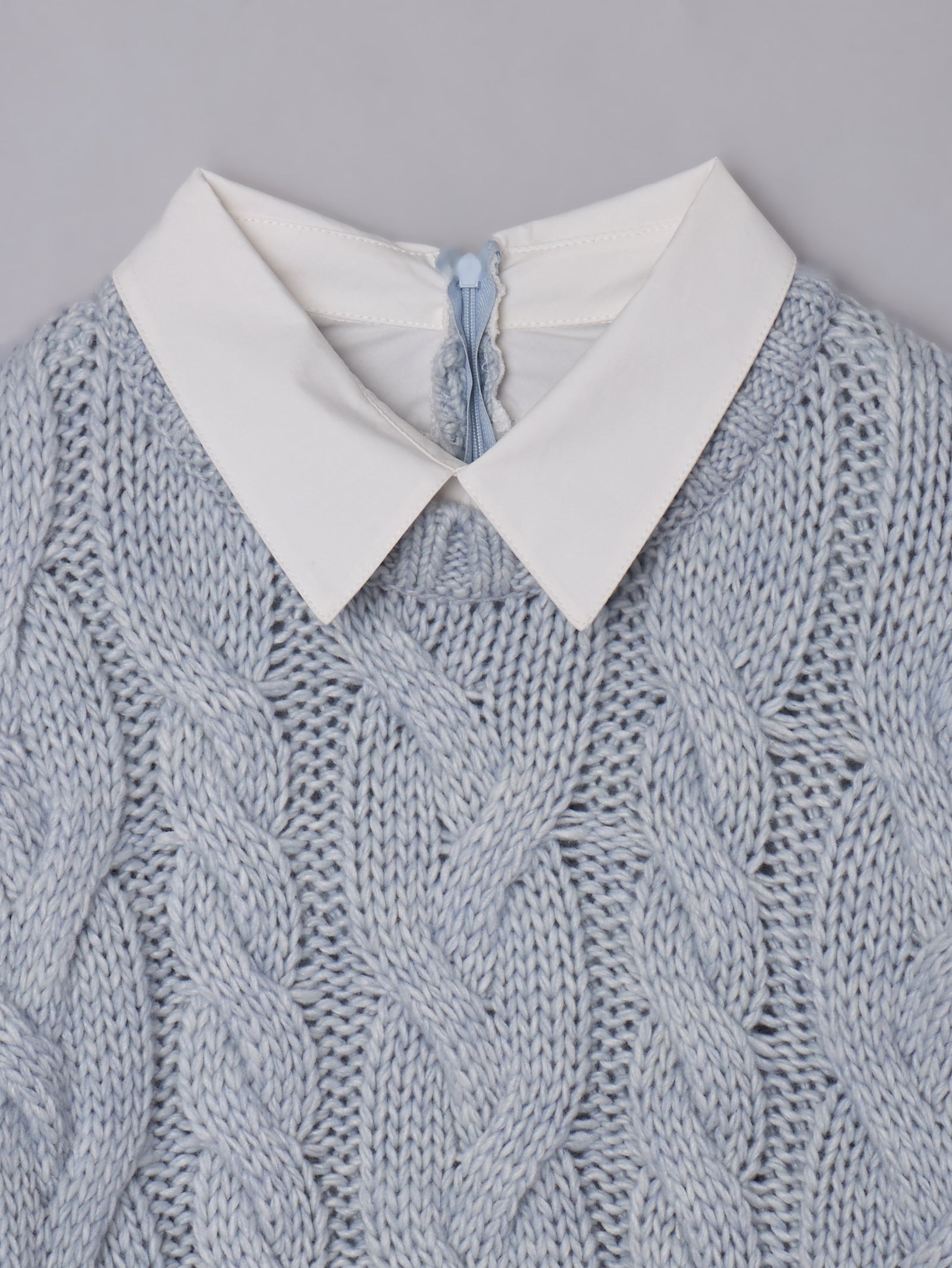 フリルレイヤードケーブルニット