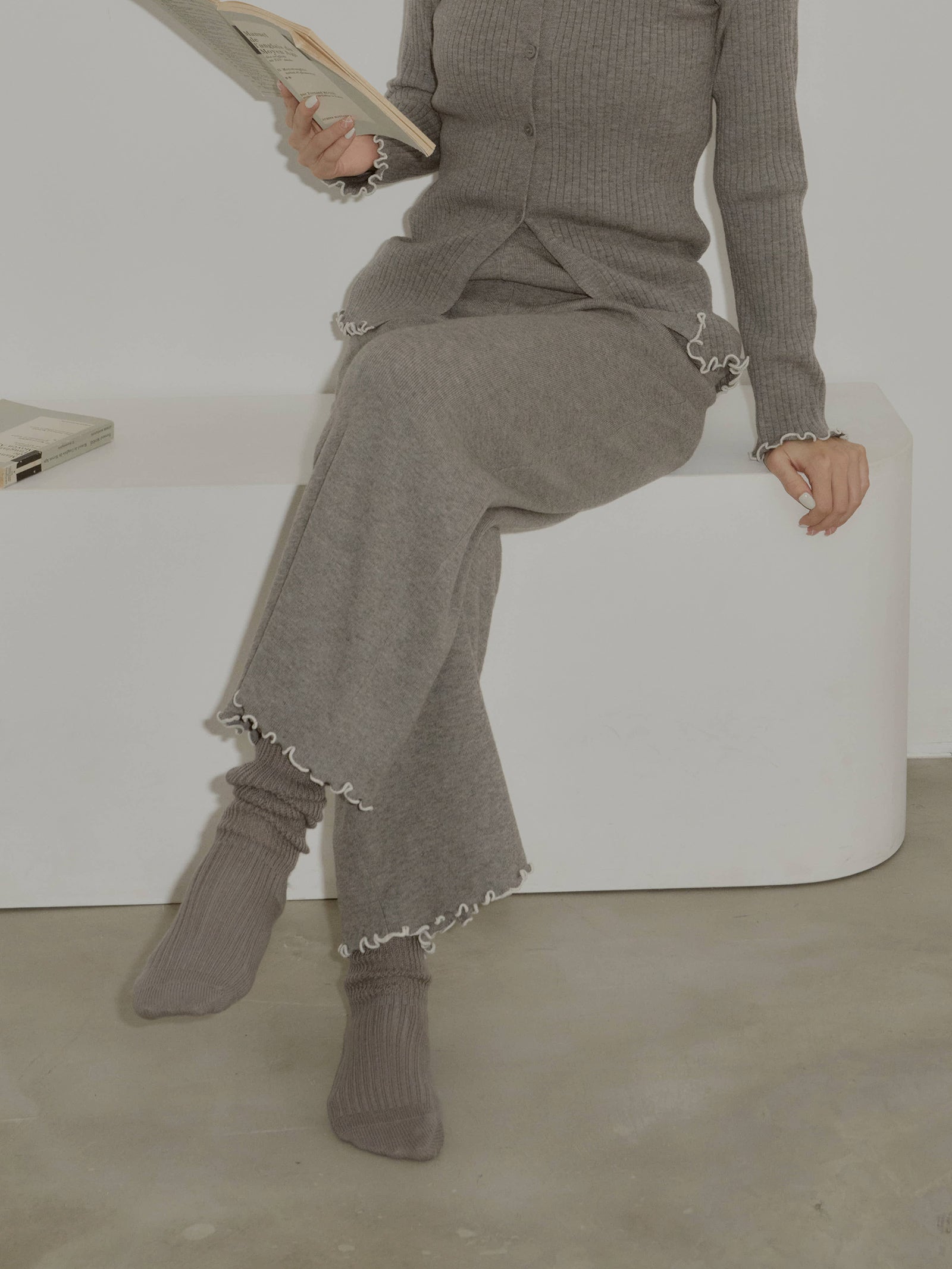 うるちん☆こみ×Olu.】リブニットロングパンツ