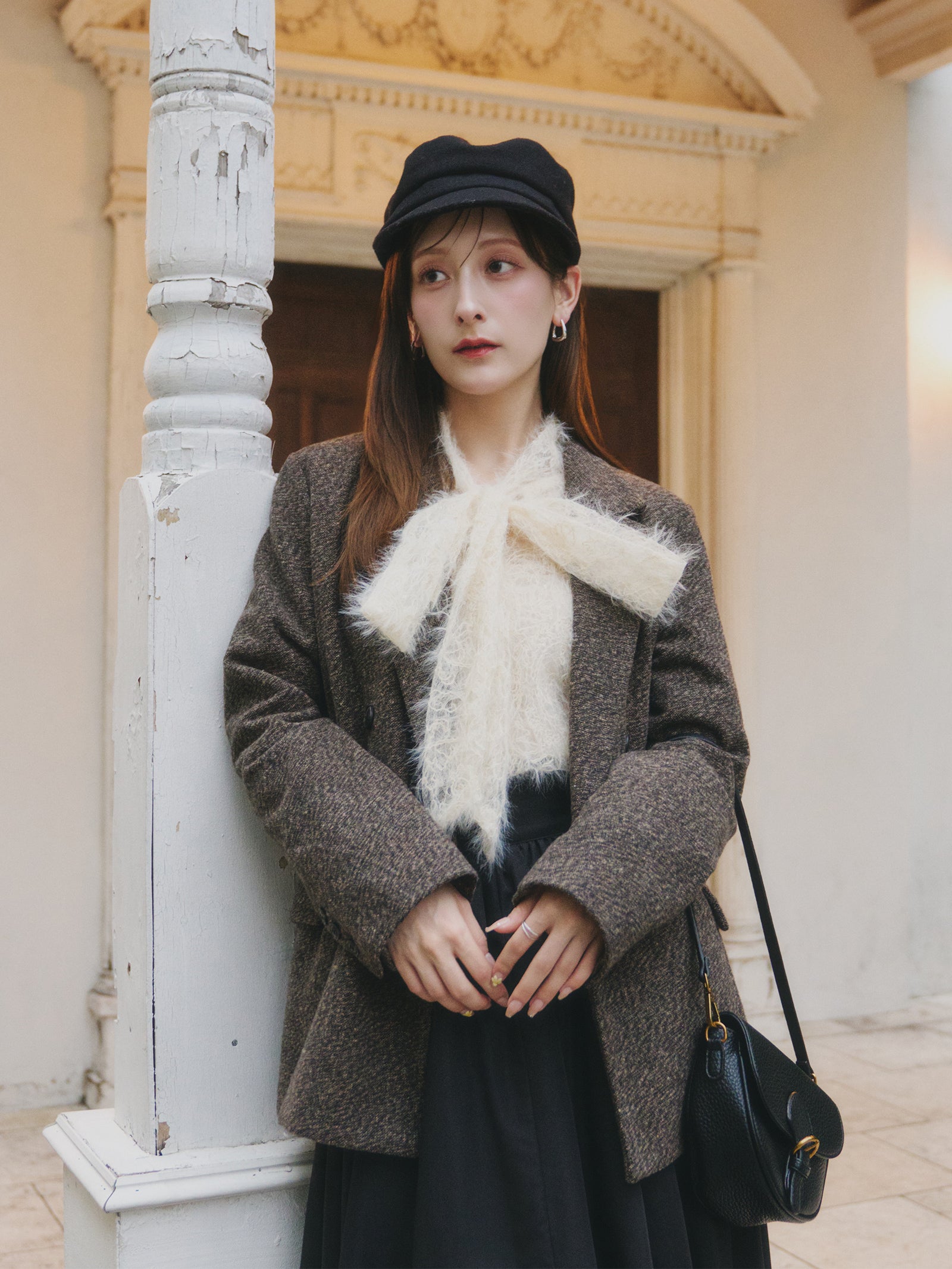 スパンコールレースリボンタイブラウス