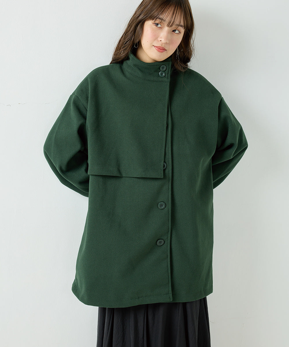 OMNES】ライトフェイクウール Aラインミドルコート【1522-7109】