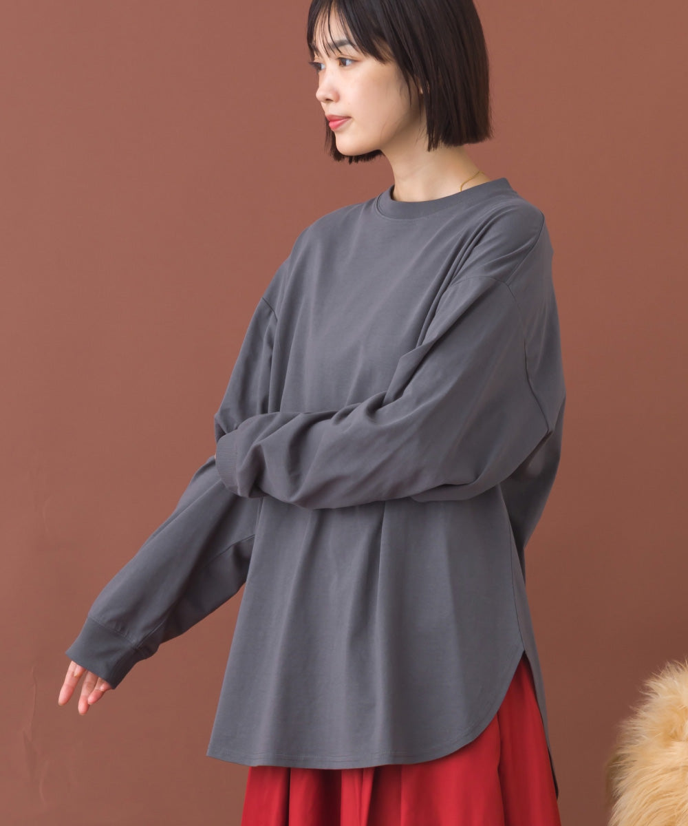 OMNES】ラウンドヘムサイドスリット プルオーバー ロングスリーブT