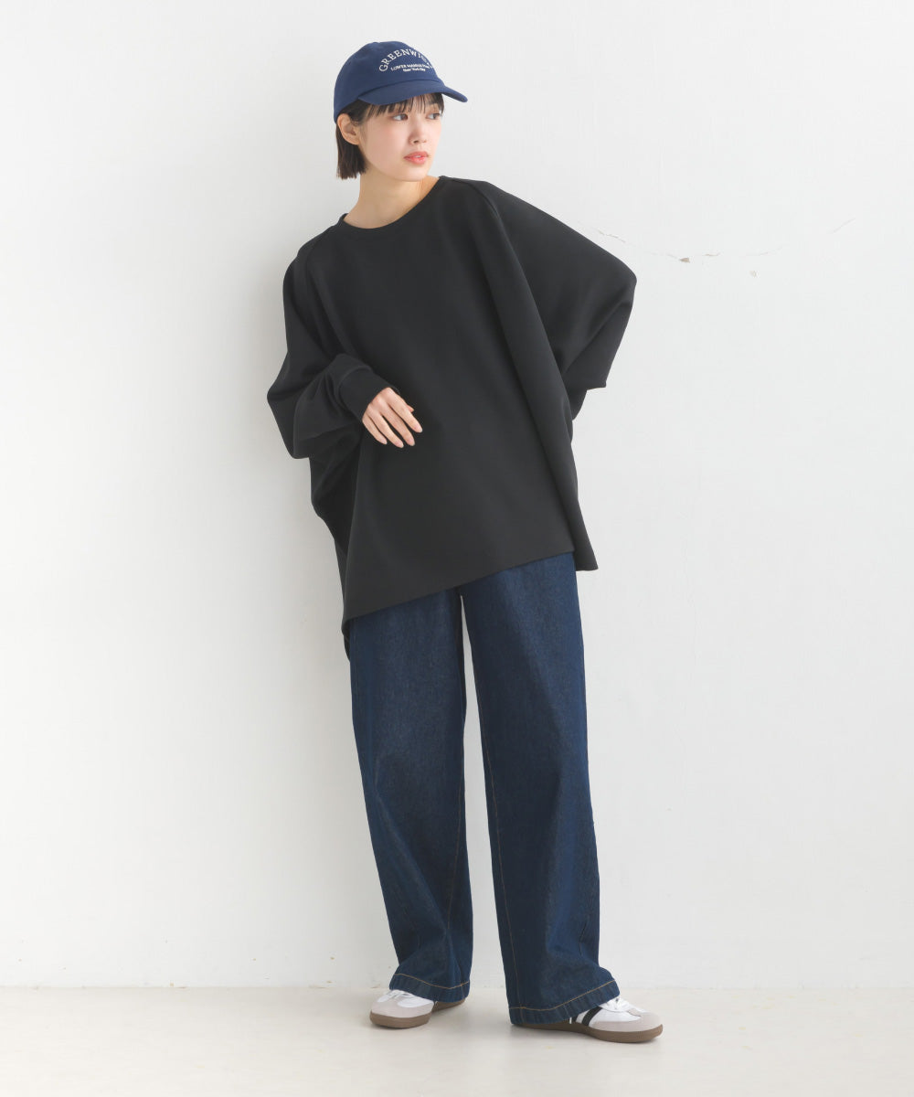 OMNES】ソフトダンボールニット ワイドシルエット長袖プルオーバー