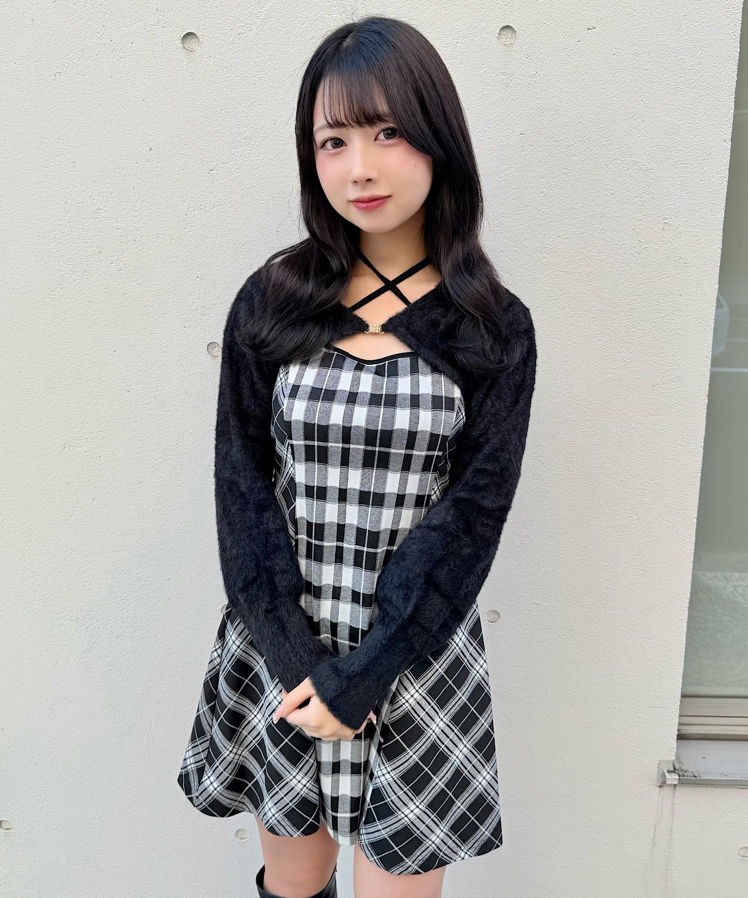 シャギーボレロミニチェックワンピース – PARK by one way（パークバイ