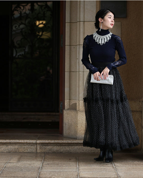 たっぷりふわふわドットチュールロングスカート – ONE PEACE ONLINE