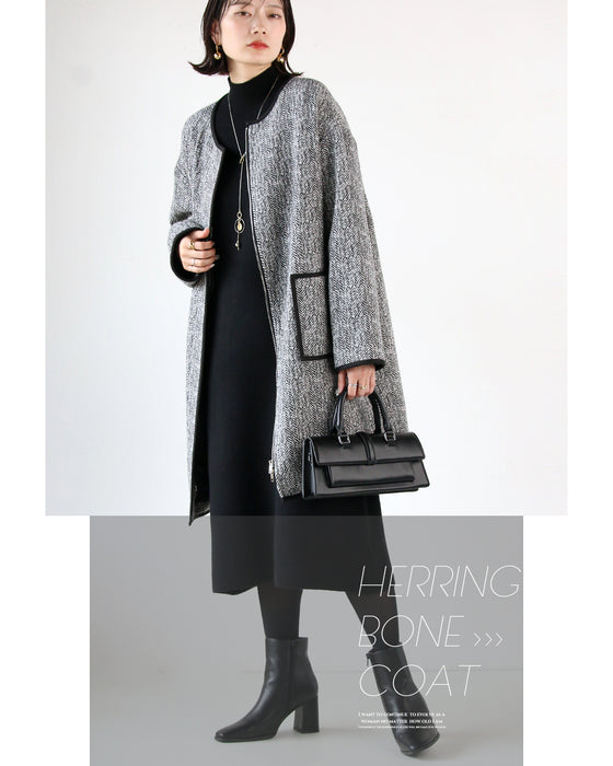 洗練された大人レディ OTONAオリジナル ヘリンボーンコート – ONE