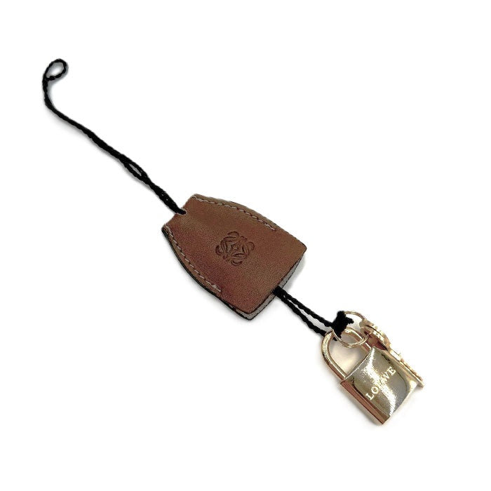 中古】ロエベ LOEWE カデナ 南京錠 カギ チャーム パドロック レザー