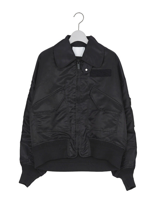 Mame Kurogouchi / Nylon Twill 3D Embroidery Flight Jacket / MM26SS