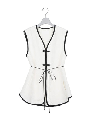 Mame Kurogouchi / Raised Jacquard Frog Button Vest / MM26SS-SH042