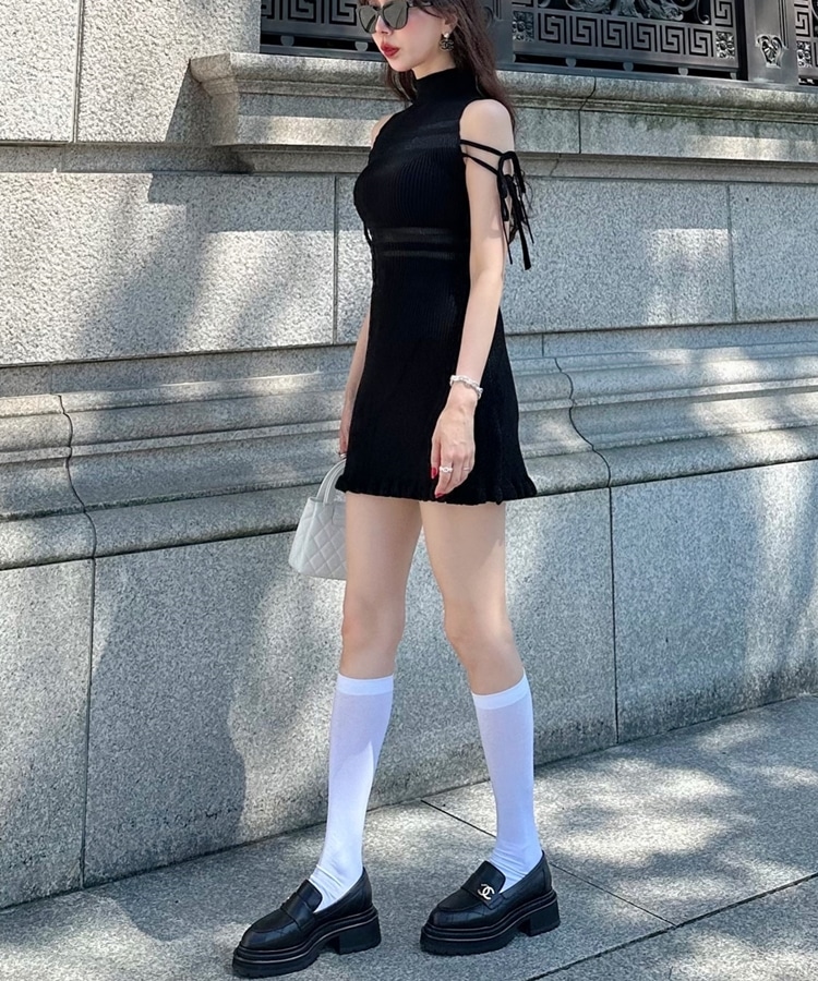 sheer border ribbon onepiece(M BLACK): ワンピース｜PMbox P&M