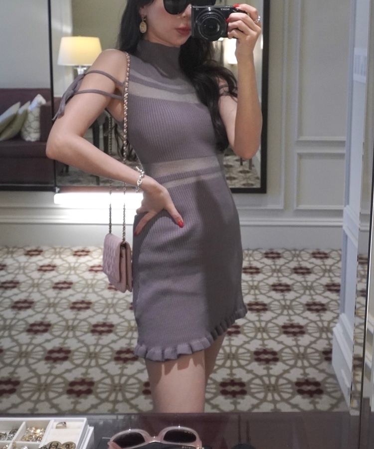 sheer border ribbon onepiece(M BLACK): ワンピース｜PMbox P&M