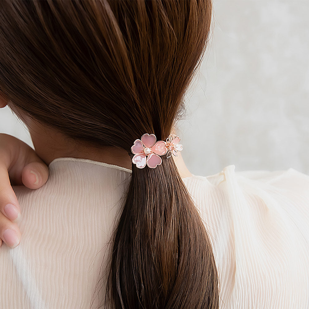 ヘアカフ ニッケルフリー メタル ダブル 桜 ワイヤーフラワー パール