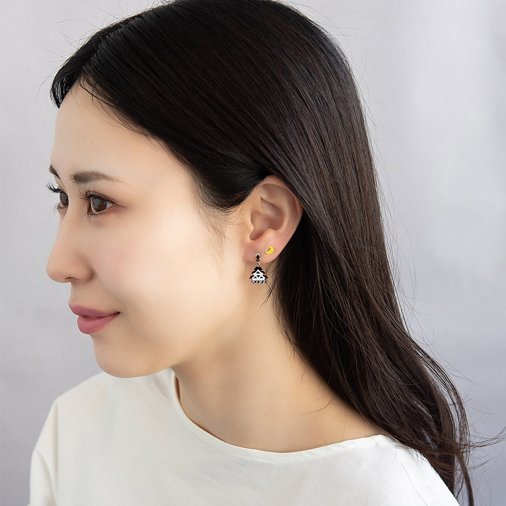 ピアス 忍者 手裏剣 お城 三日月 3個セット チタンポスト スタッド