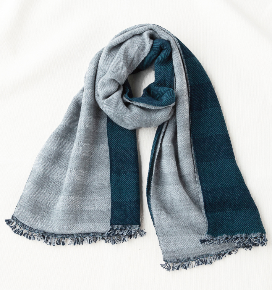 ウール混 羽織れるストール ブルーグレー | 【公式】工房織座