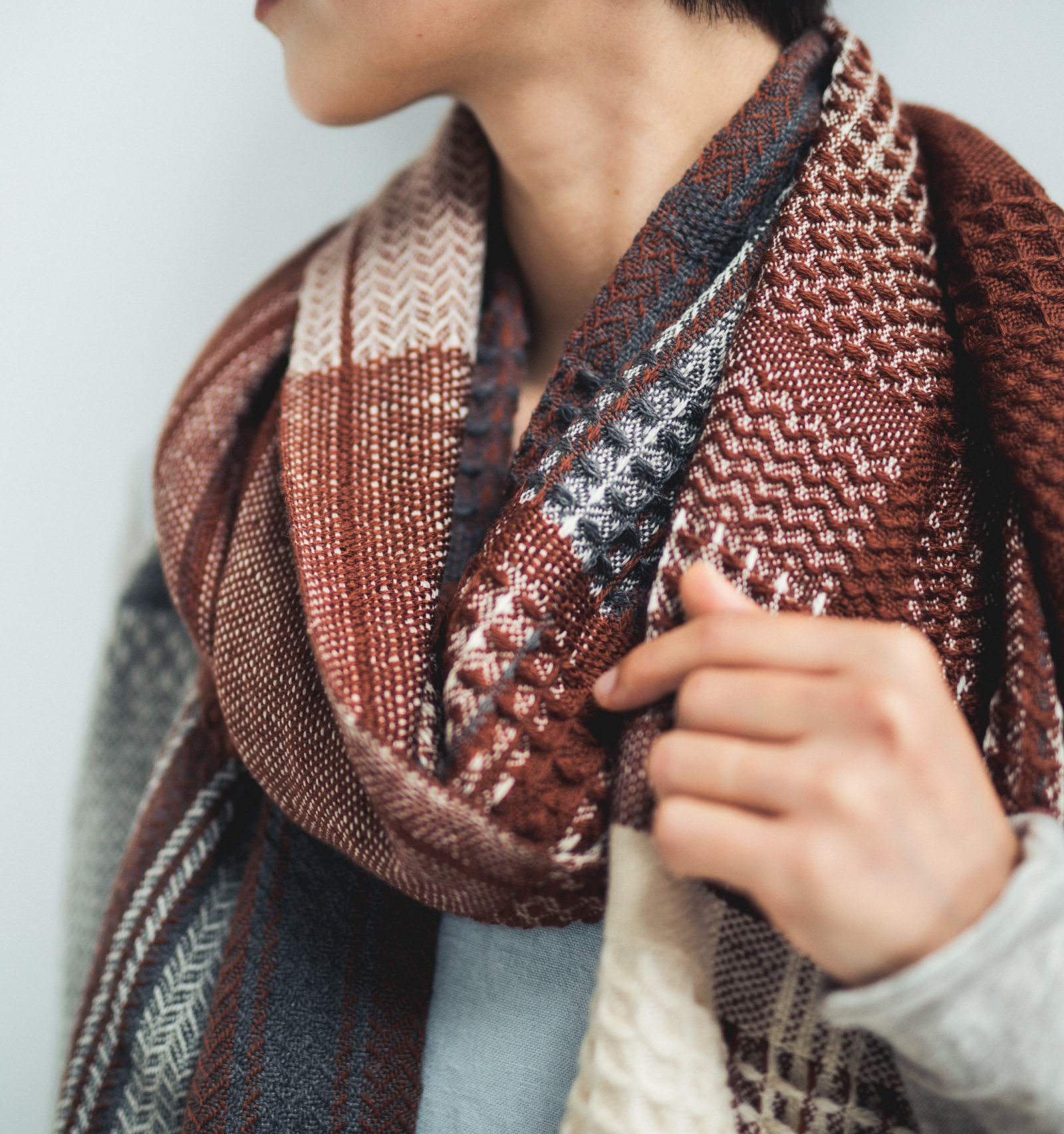 KAWARIウールマフラーN プラムブラウン (エクストラファインメリノ