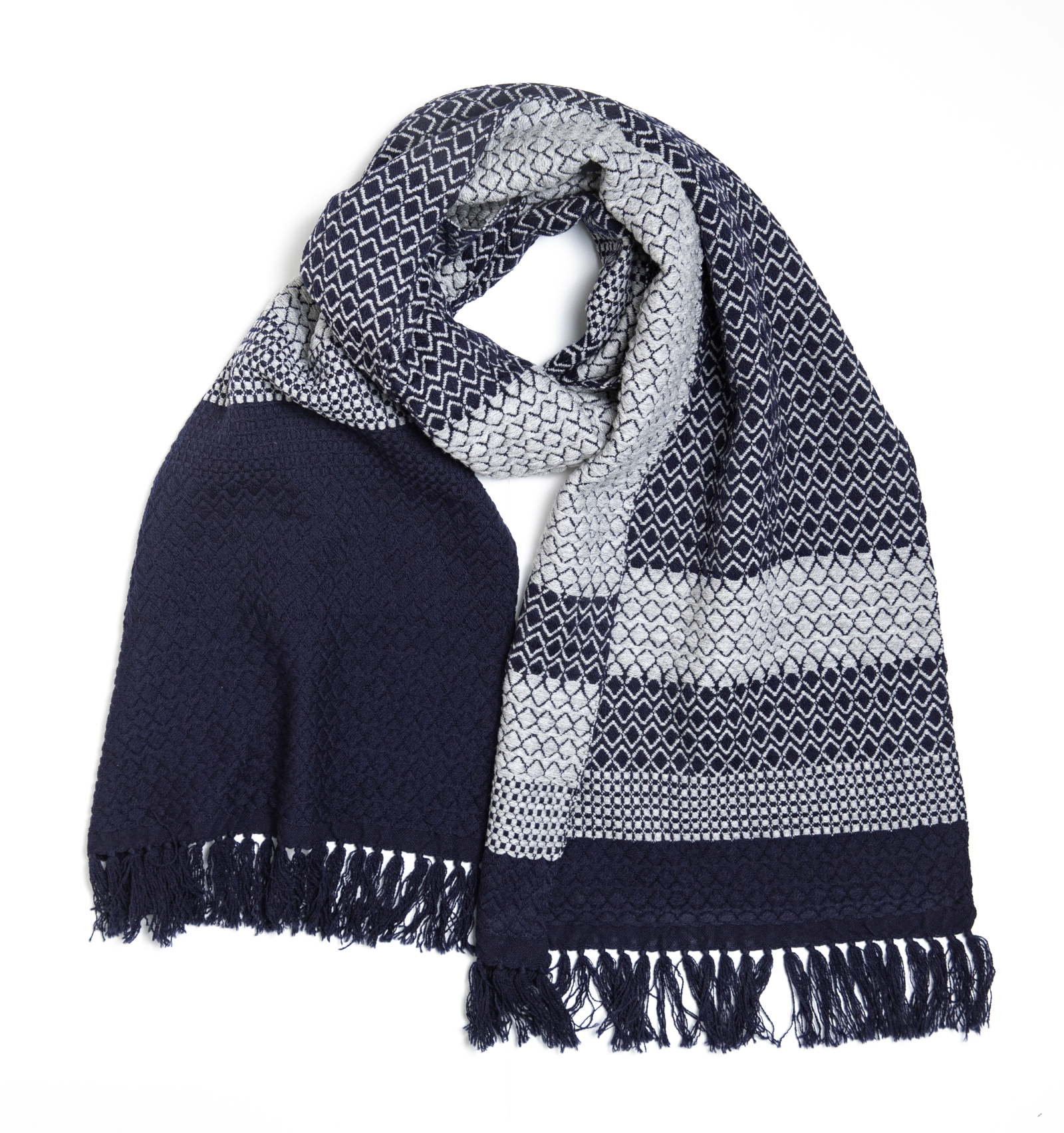 ロンバス KAWARIウールマフラー ネイビーグレー | 【公式】工房織座