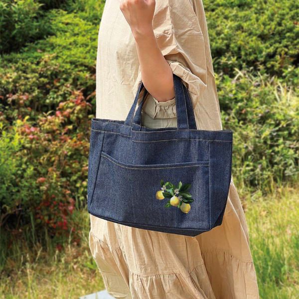 デニムフロントポケットトート インディゴ【最安値605円】｜オリジナル