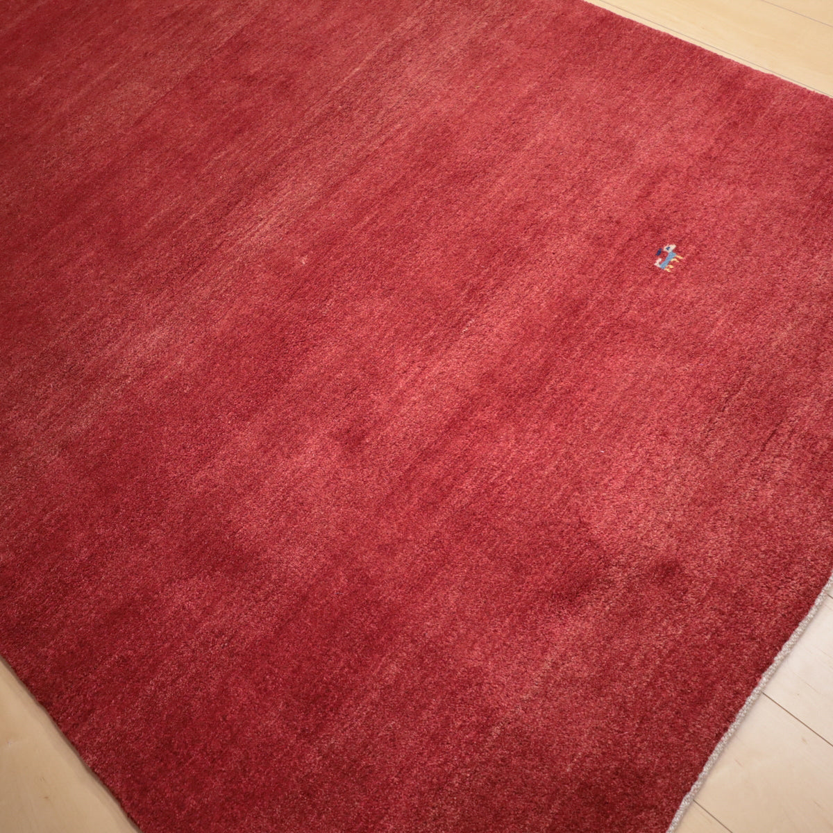 ゾランヴァリ,ギャッベ,212×150cm｜ペルシャ手織りラグ,無地レッド