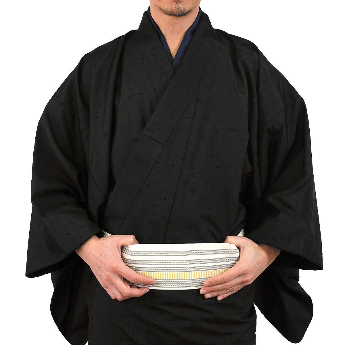 男着物 正絹 古紬結城 髭紬 袷 焦げ茶 M L