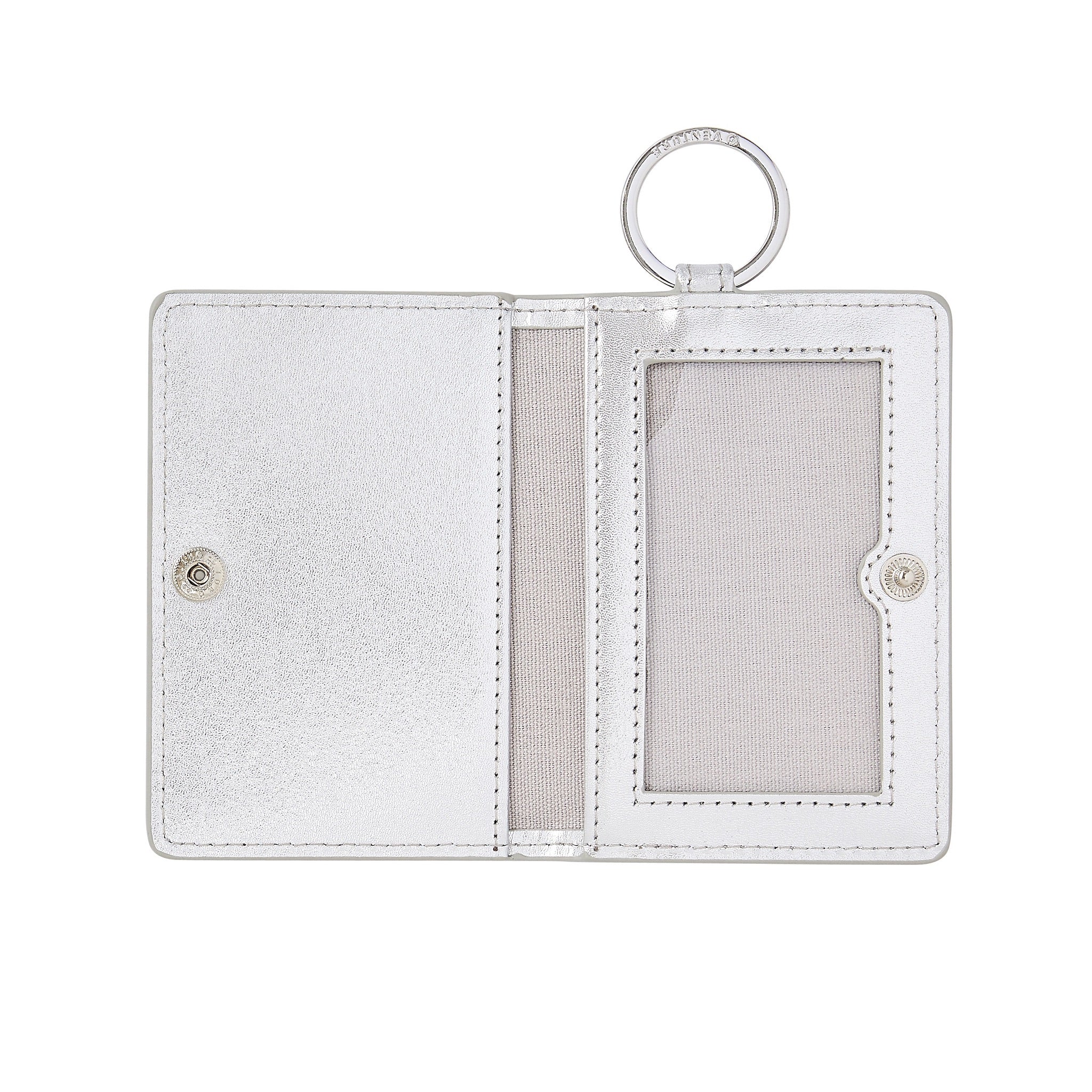 Silver Leather Keychain Wallet for Women – Compact ID Case | Oventure