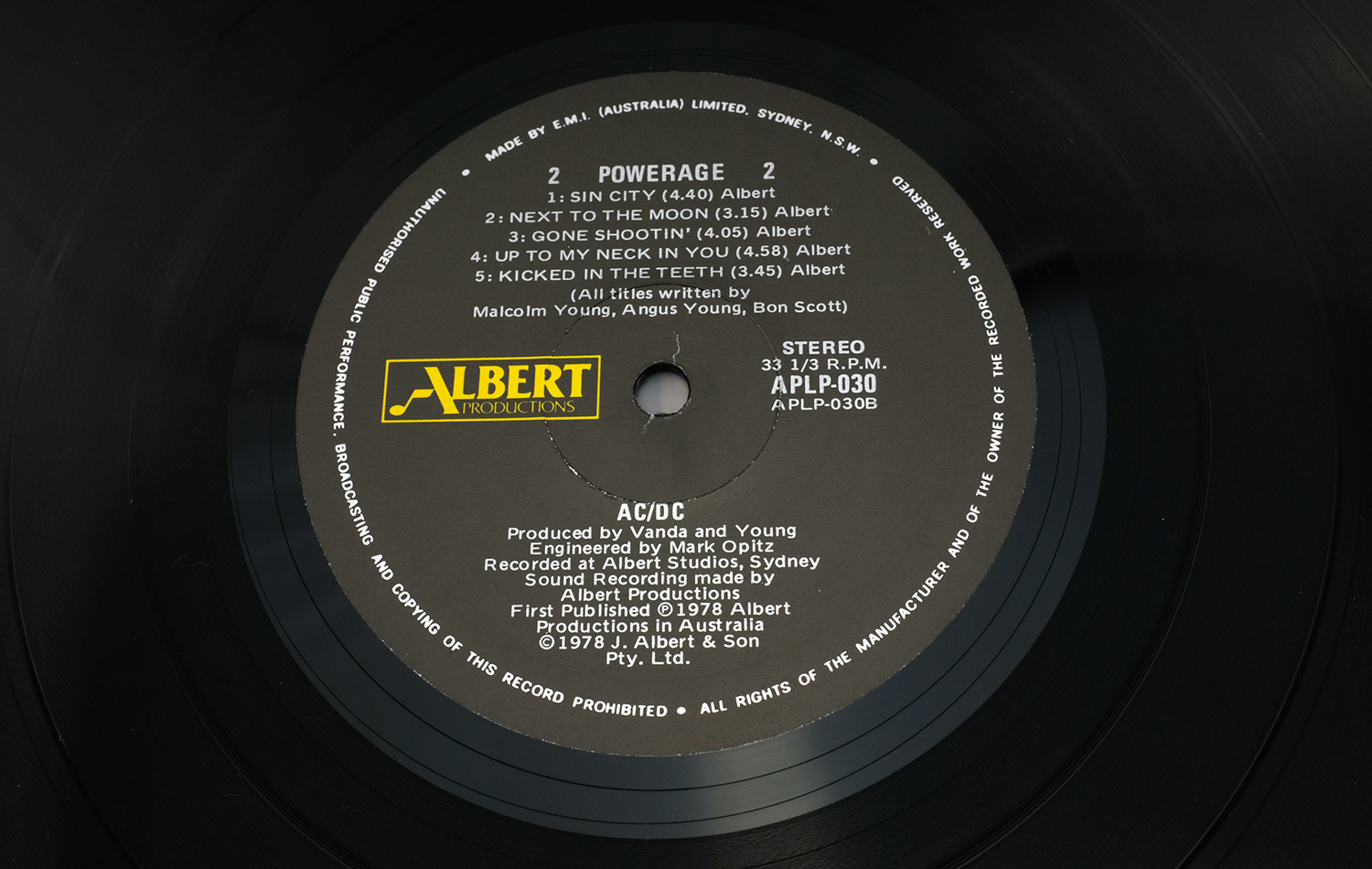 AC/DC Powerage LP RARE Solid Black Label - Ozzy Collectibles