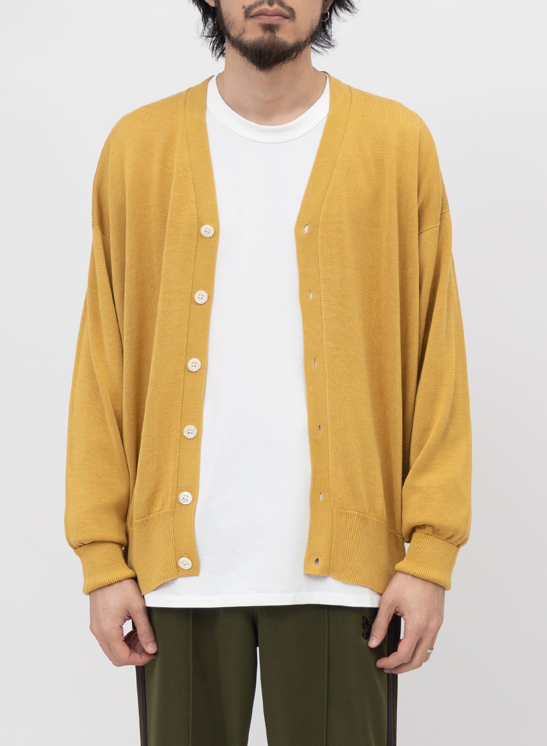 SILK PLAIN STICH V NECK CARDIGAN|シルク プレイン ステッチ Vネック