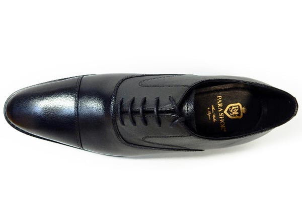 PARASHOE 本革 内羽根ストレートチップ ビジネスシューズ 黒 ワイズ4E