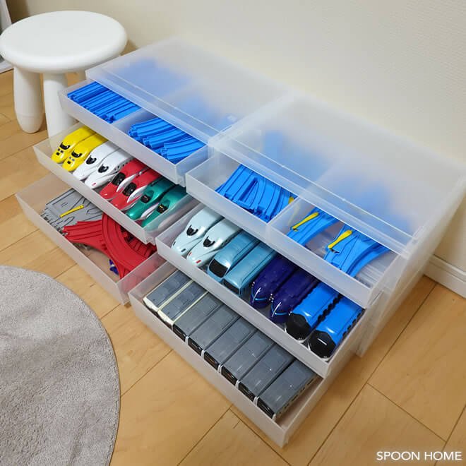 プラレール収納例01】 ▽無印良品 ⭕️ポリプロピレンケース引出式・横