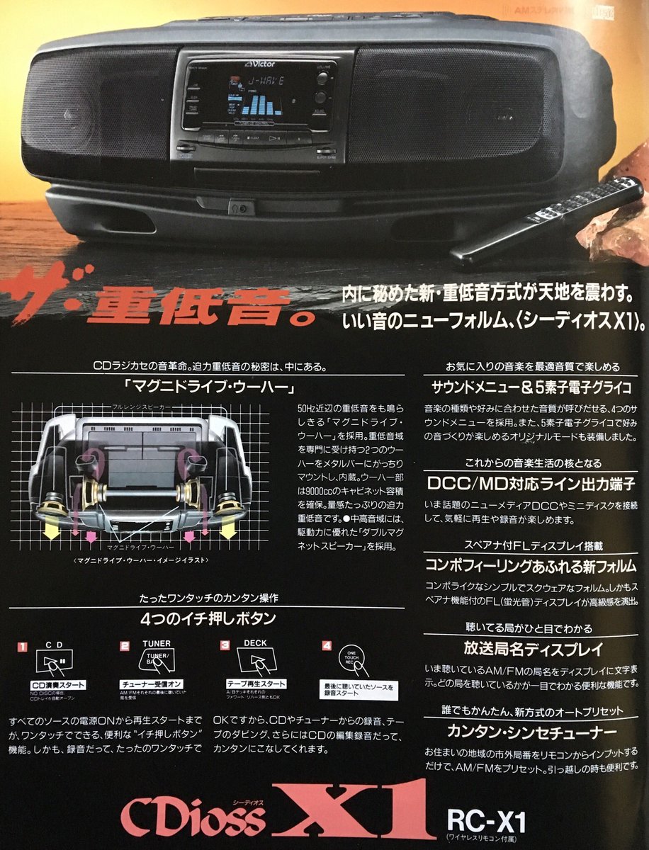 Victor シーディオス RC-X777/999カタログ】 1992年9月に発売された