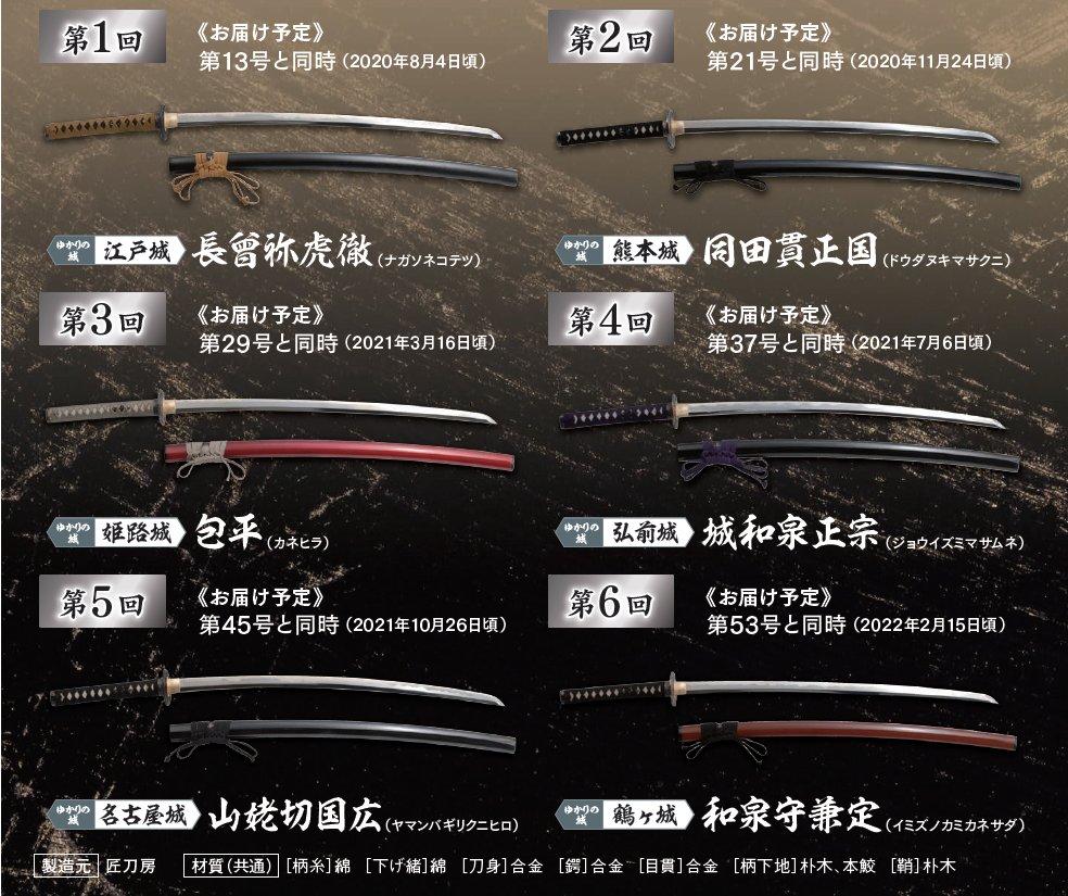 日本の城 DVDコレクション』をもっと楽しむ、名城ゆかりの名刀（模擬刀