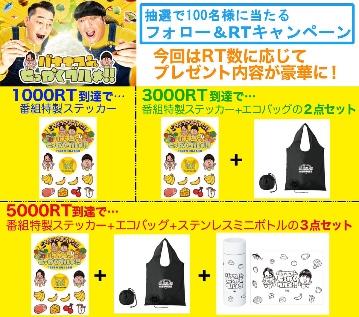 🍌フォロー&RTで当たる第2弾🍌 番組特製グッズを抽選で100名様に