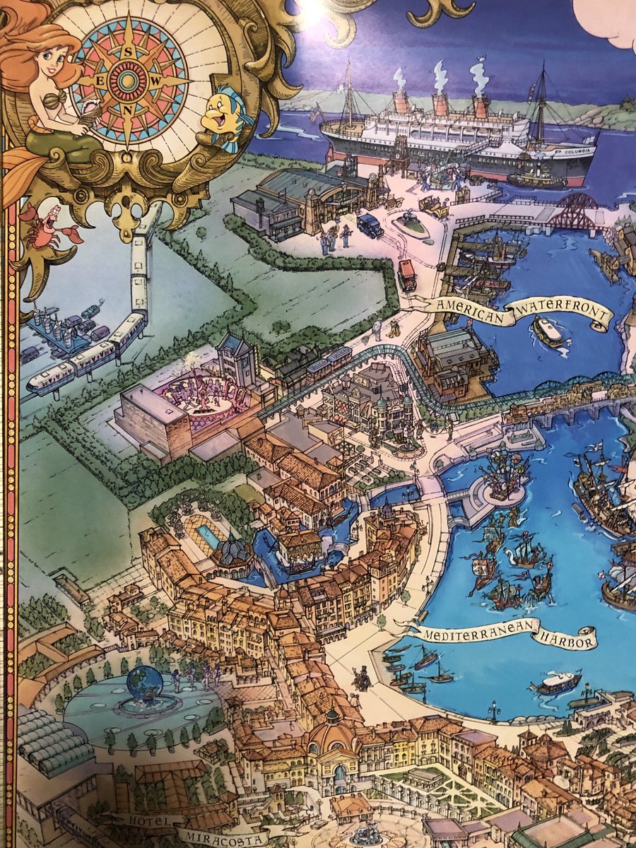東京ディズニーシー開園時のマップポスター。 海に怪物描きがち