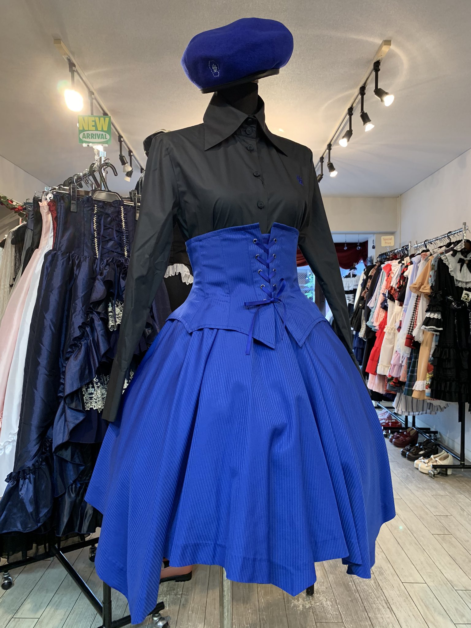 Moi-meme-Moitie蝙蝠コルセットスカート ブルー