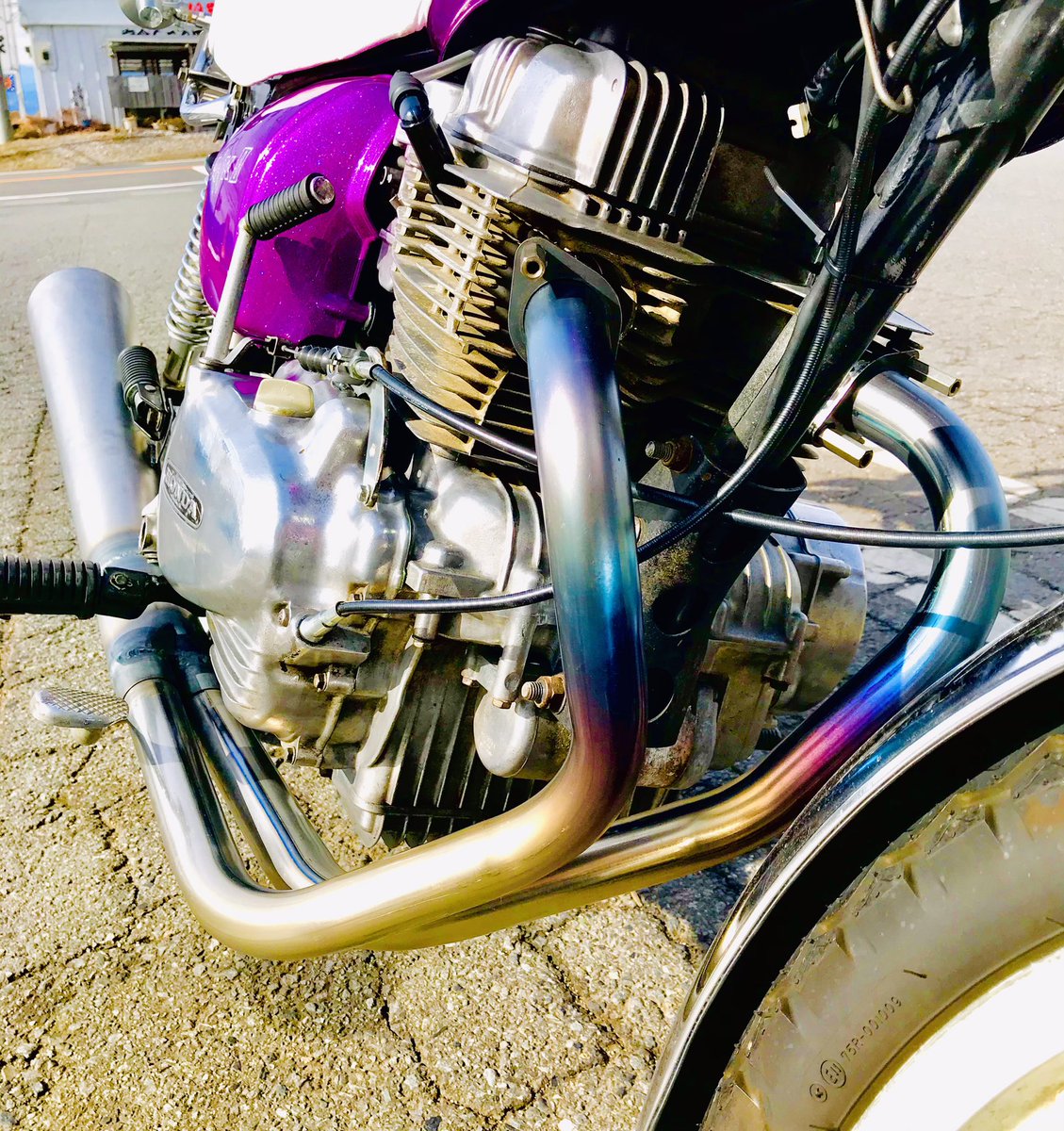 Hawk バブ 吸い込み ハス切りマフラー デッドライン管 cb250t マフラー