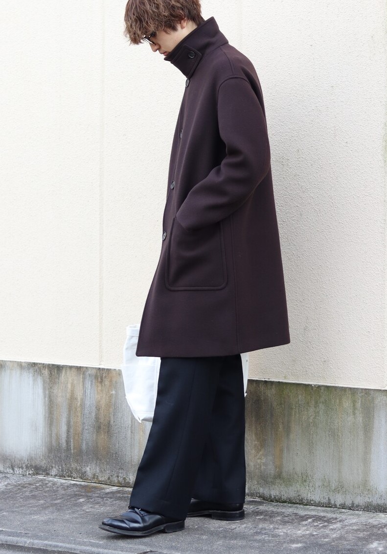 AURALEE】 DOUBLE CLOTH LIGHT MELTON SOUTIEN COLLAR COAT 着用