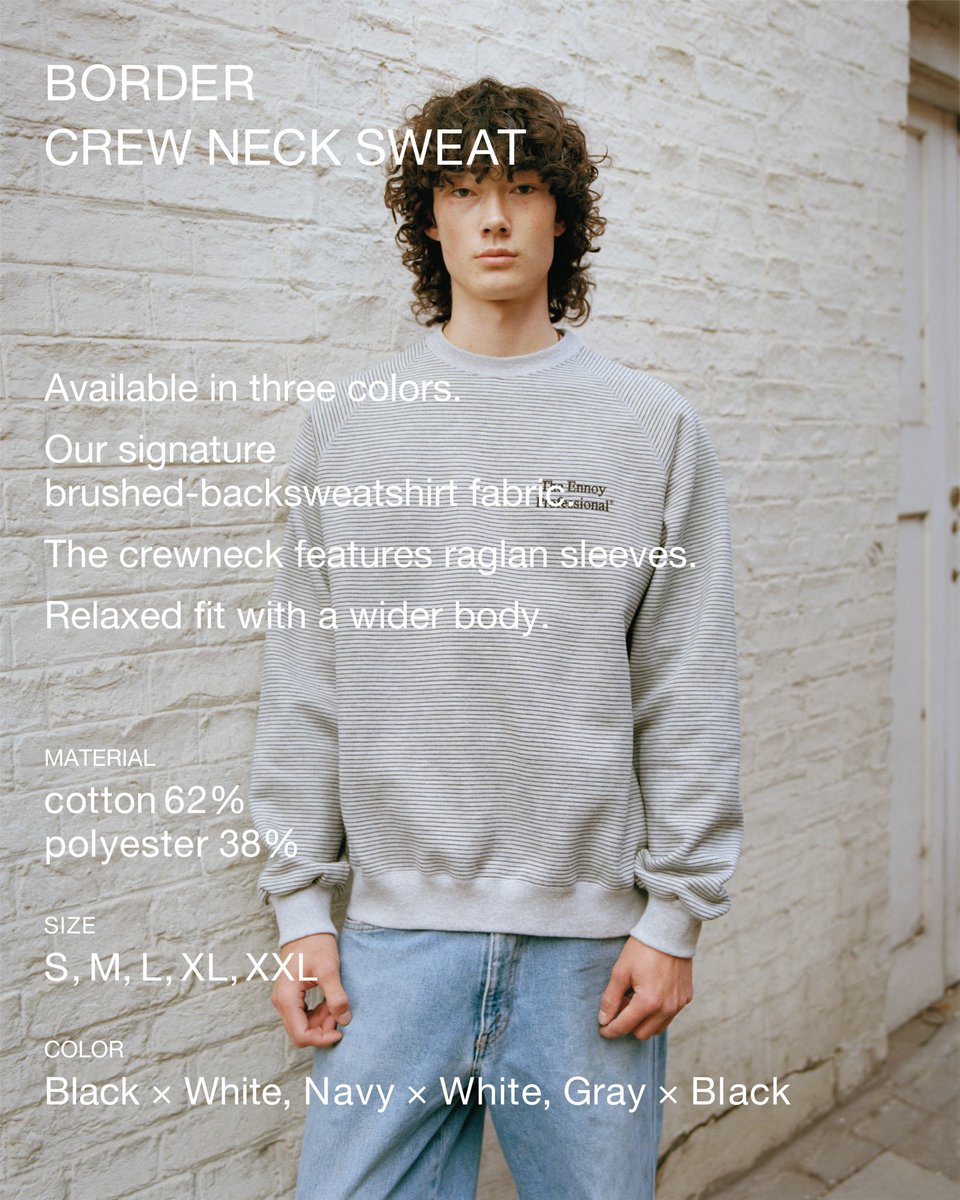 ENNOY “BORDER CREW NECK SWEAT & BORDER HOODIE SWEAT”が2025年 11/24