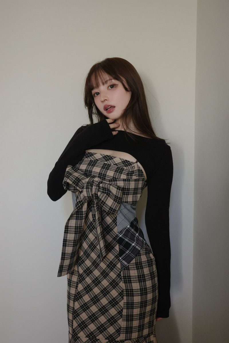 Juni check dress color beige/black size s/m ¥19800-tax in 3種類の