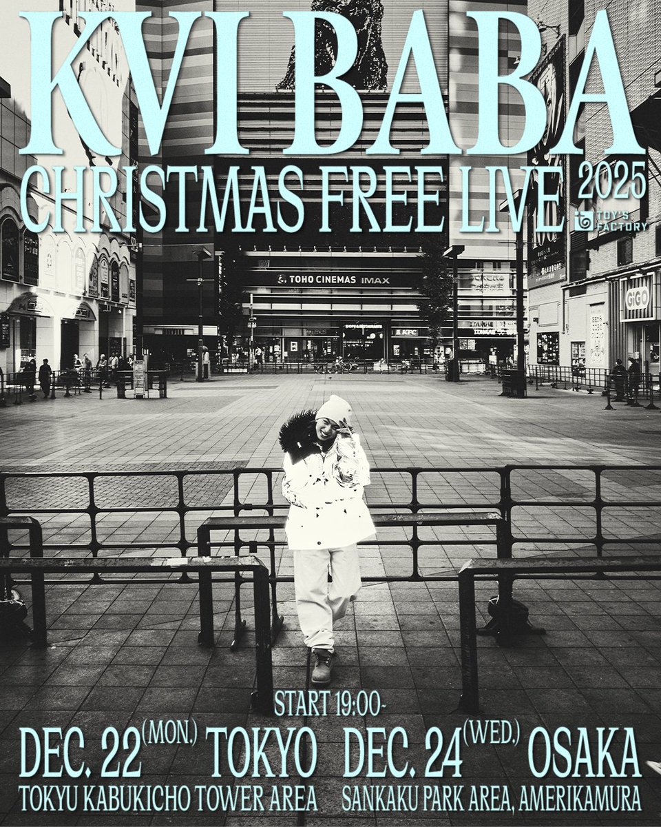 Kvi Baba『Christmas Free Live 2025』 東京＆大阪の会場詳細解禁