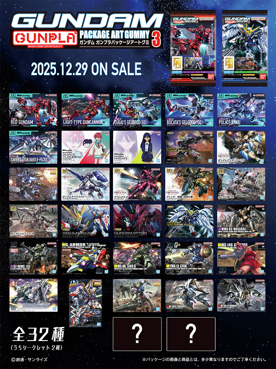 12月29日（月）発売 GUNDAMガンプラパッケージアートグミ3 全