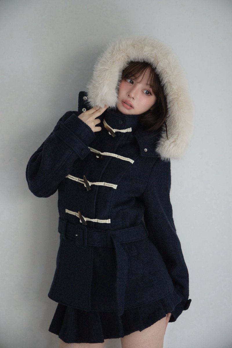 Nicole fur belt jacket color beige/navy ¥27500-tax in くるくると