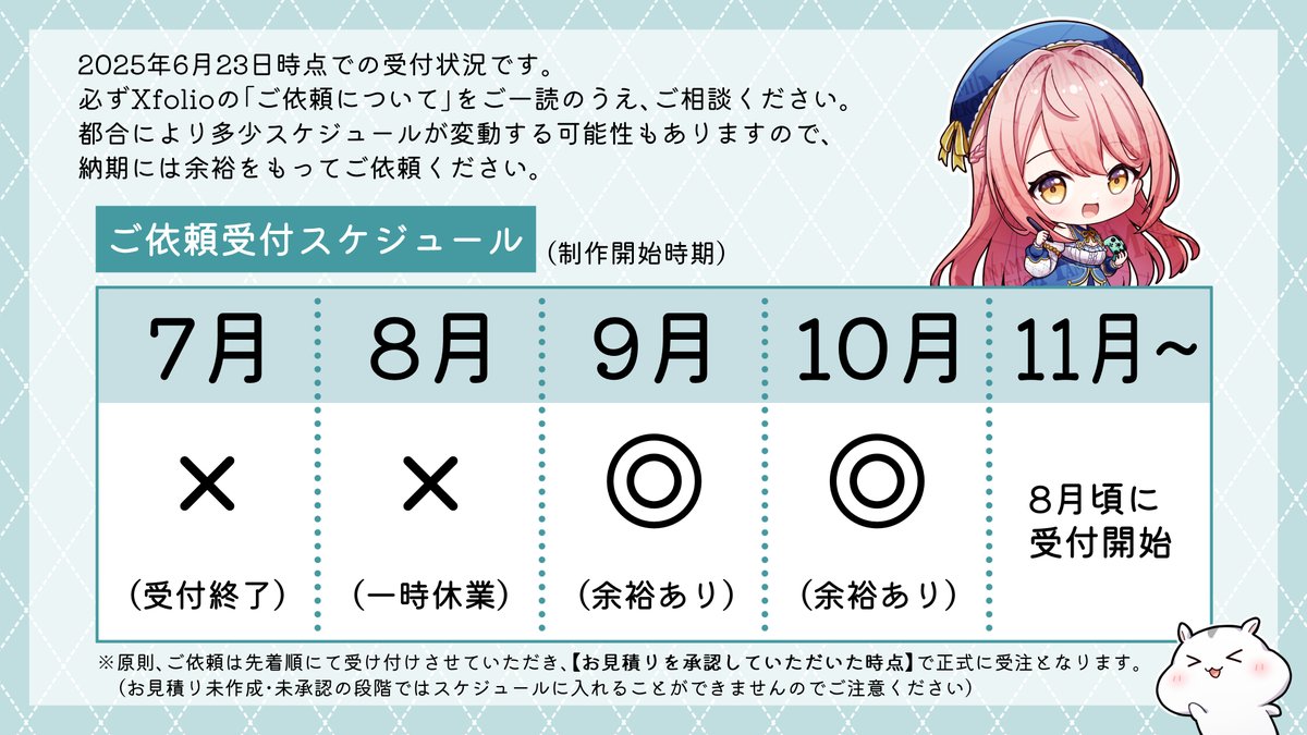 イラスト制作依頼🍀受付再開のお知らせ】 本日より、【9月～10月制作分