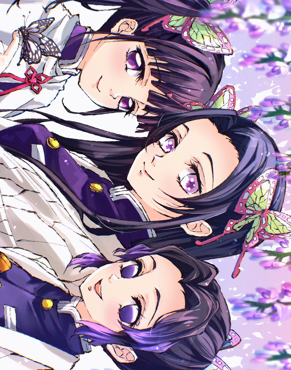 三姉妹のお顔アップ🦋🦋🦋 #鬼滅の刃 #胡蝶しのぶ #胡蝶カナエ #栗花落