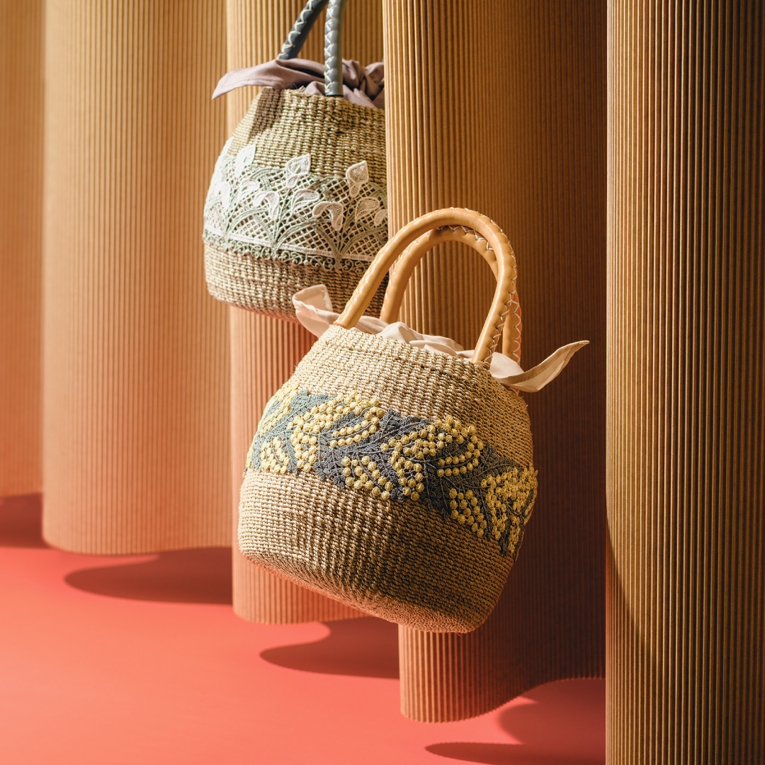 2025年完売品 近沢レース　鈴蘭　かごバッグ　アバカかごバッグ／ラウンド