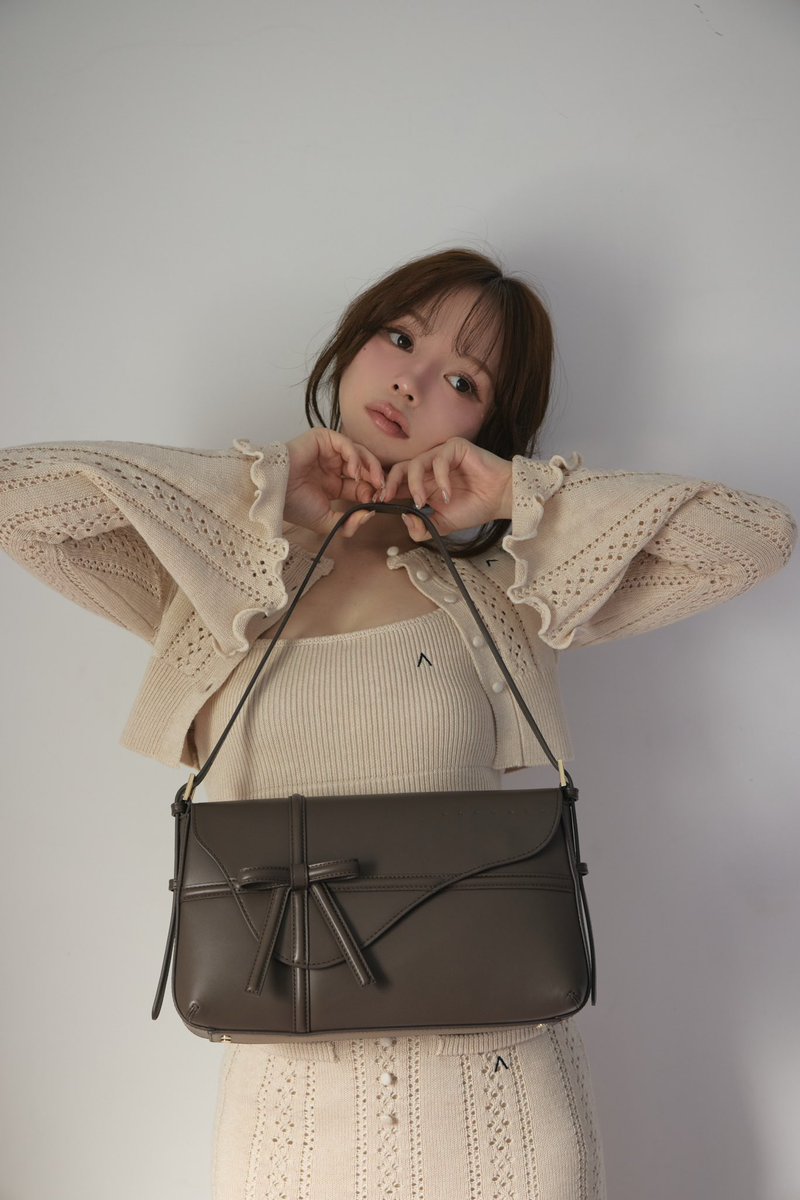 Valentine ribbon leather bag color brown/black ¥34,100-tax in