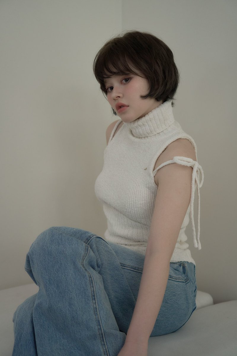 Rumi knit tank color ivory/pink ¥8,800-tax in 程よく厚みのあるぽこ