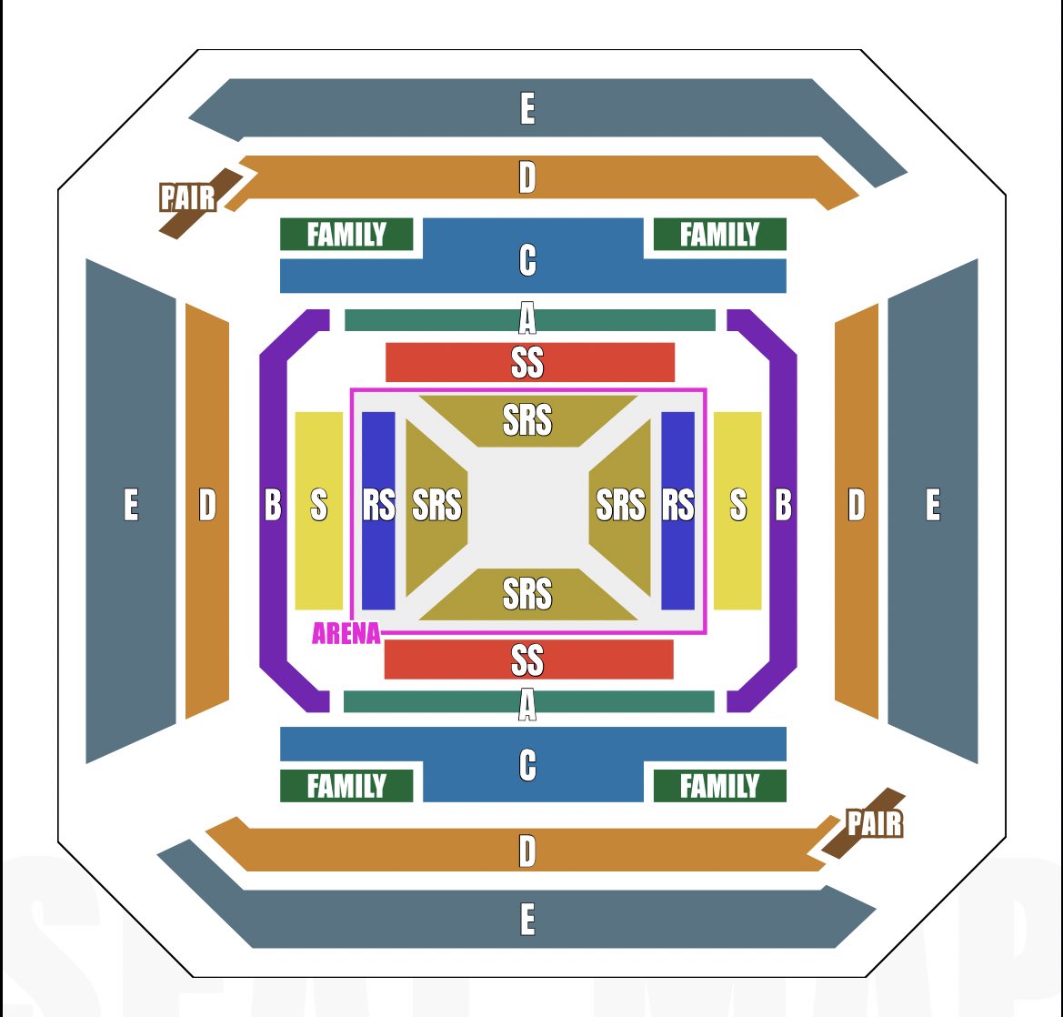 こちらが井上尚弥VSグッドマンの座席表とチケット価格になります