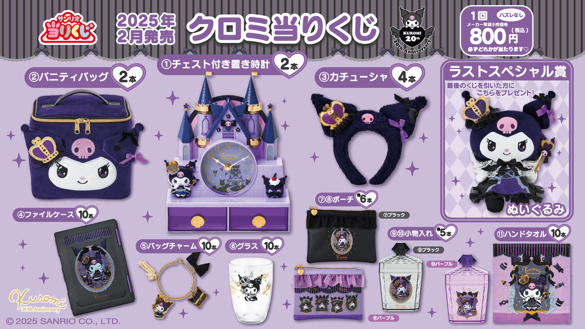 クロミ 20thアニバーサリーくじ』がローソンなどで本日22日から順次