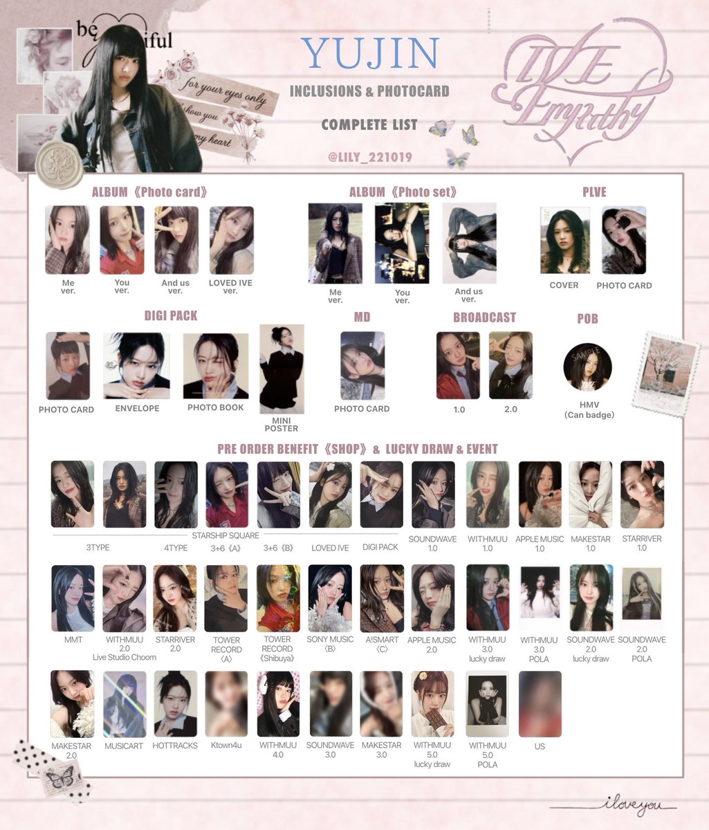 IVE EMPATHY】 封入&特典 トレカ 一覧 🌼Complete List ver.➈