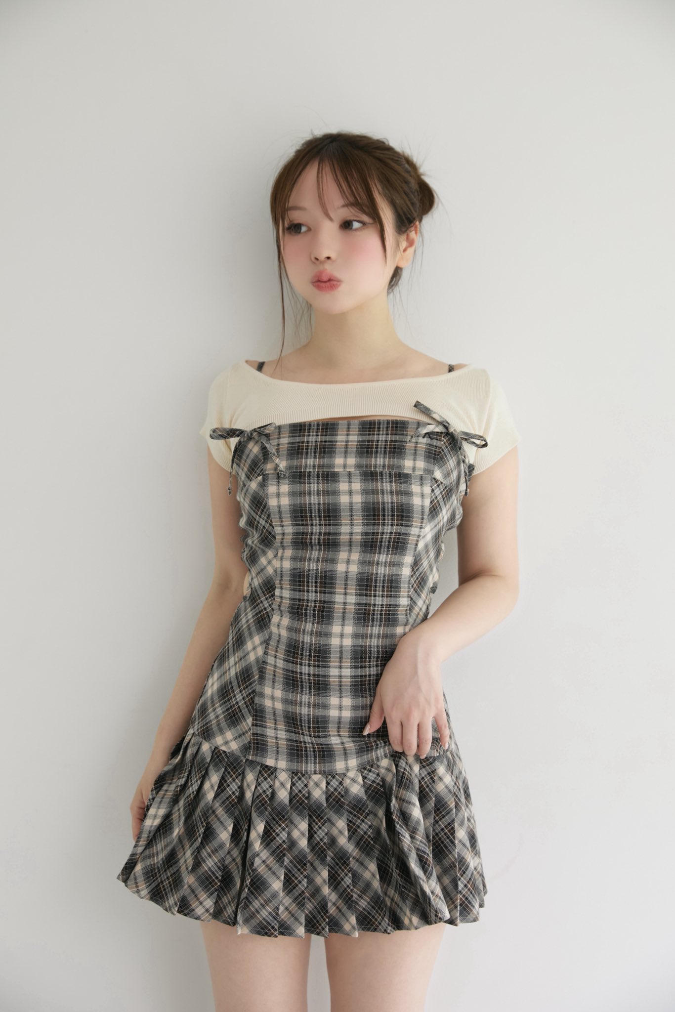 Red And Black Check Cord Merida Pinafore Mini Dress andmary Juni