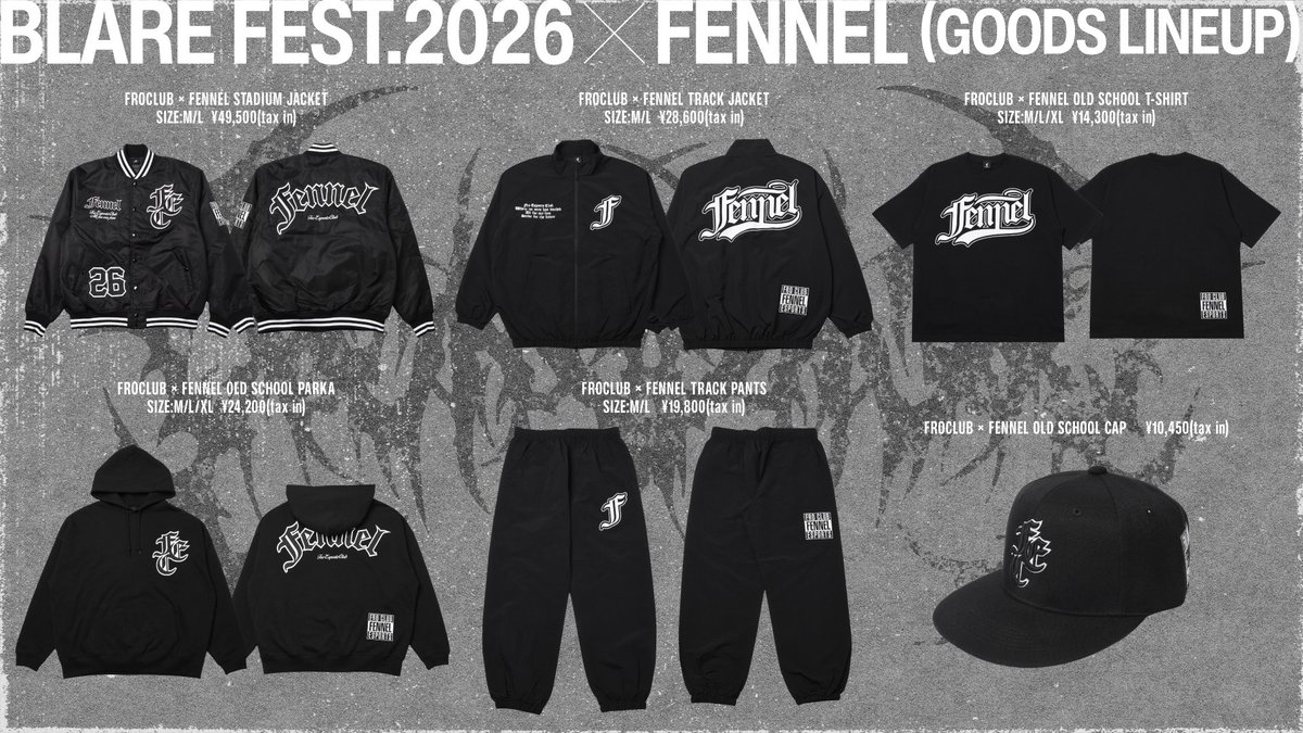 BLARE FEST.2026 FENNEL BOOTH INFO コラボアパレルの販売に加え、 PC